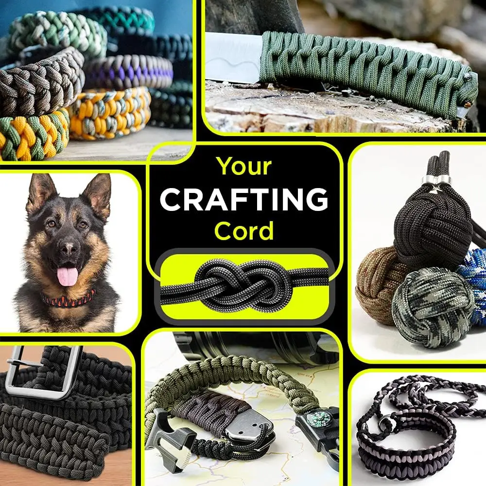 Paracord de 9 núcleos, 650lb, 5/15/31m de diámetro, 4mm, cuerda de paracaídas de supervivencia táctica militar para hacer bricolaje, cordón, pulsera, tienda de campaña para Collar de perro