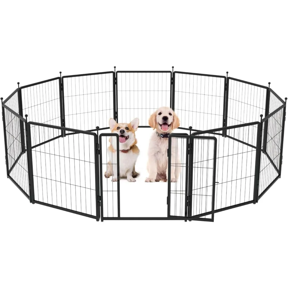 

Playpen 24 inch 12 Panels for Indoor & Outdoor Use – Heavy-Duty Metal Pet Fence with Ground Stakes, Rounded Ball Tops for Safety