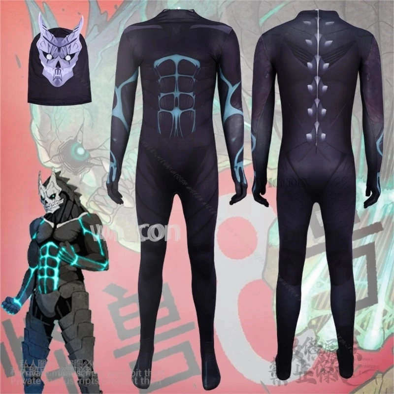 

Anime No. 8 Cosplay KAFKA Costume Monster HIBINO Jumpsuit 3D Printed Mask Props Halloween Christmas Party Performance Customized
