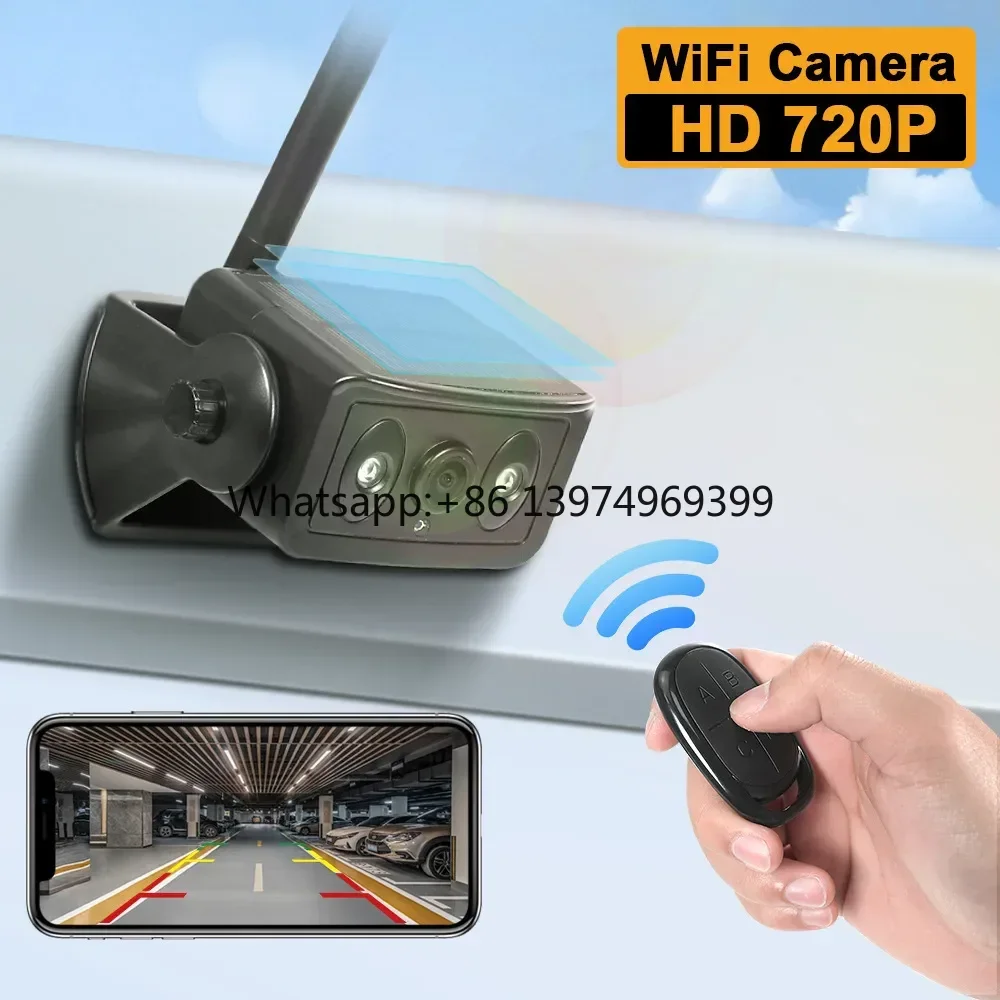 2.4G Wireless WiFi Backup Camera Waterproof Reverse Imaging Magnetic Mount Built-in Battery Solar Charging Remote Control for fa
