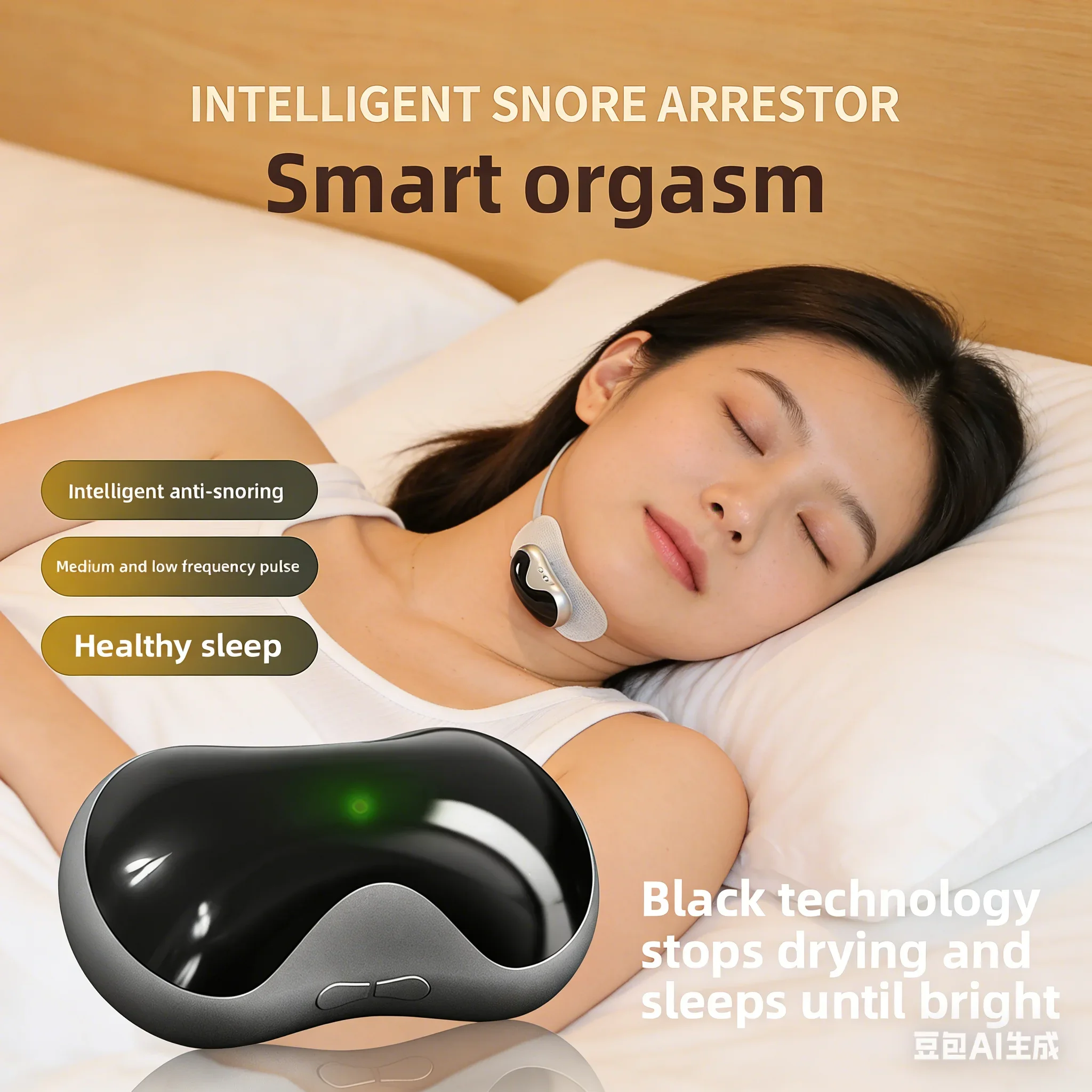 Electric Smart Anti-Snoring Device Wireless Snore Stopper Noise Reduction Sleep Aid Safe Comfortable for Better Night Sleep