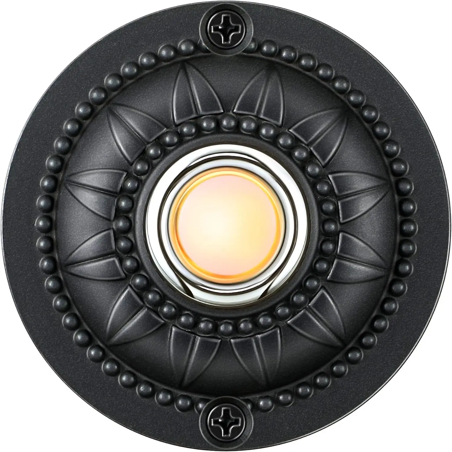 

Round Metal Doorbell Push Button with LED Light, Black Wired for Home Garage Universal Replacement