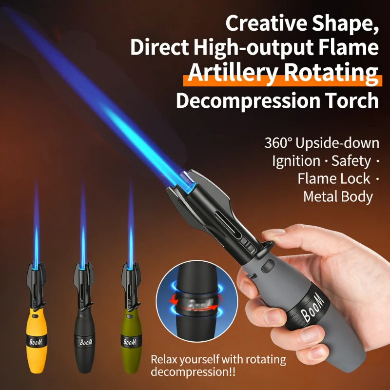 

Вращающаяся зажигалка-фонарик – антистресс-спиннер, ветрозащитное синее пламя, 360° ° Идеально подходит для барбекю на открытом воздухе и снятия стресса