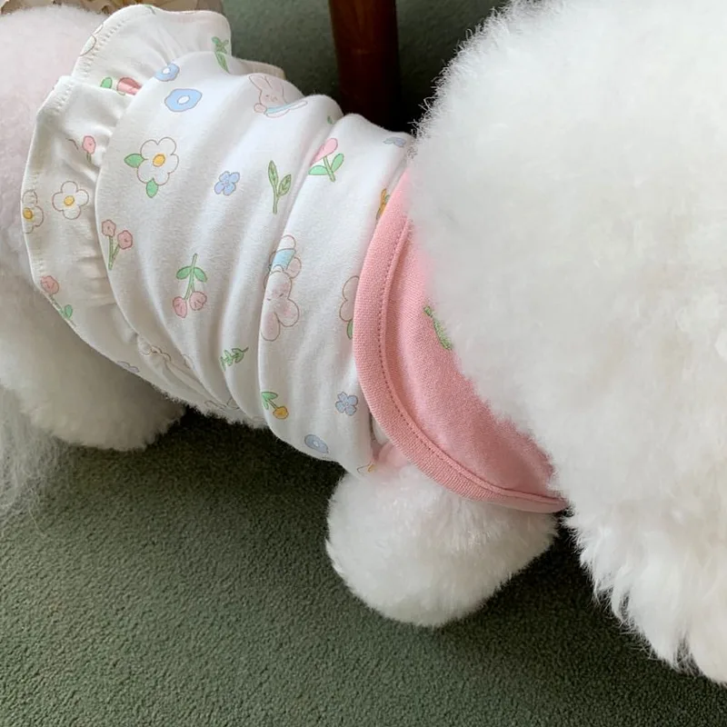 Vêtements d'été pour chiens de compagnie, imprimé floral, gilet en peluche fin, Bichon Frise, pull décontracté, vêtements de Couple poméranien