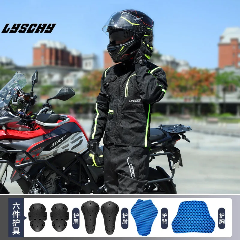 LYSCHY Motorcycle Summer Protective Jacket Men Breathable Mesh Biker Jacket Moto Reflective Riding Clothing Motorbike Jacket