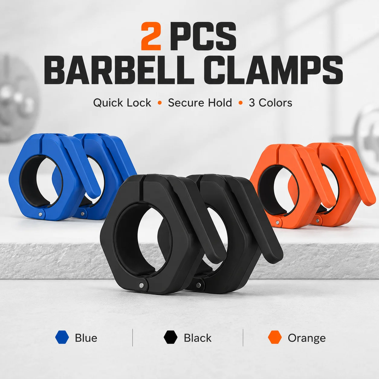 Par de Presilhas de Trava Rápida para Barra de 50mm para Equipamentos de Fitness e Treinamento de Força em Academia
