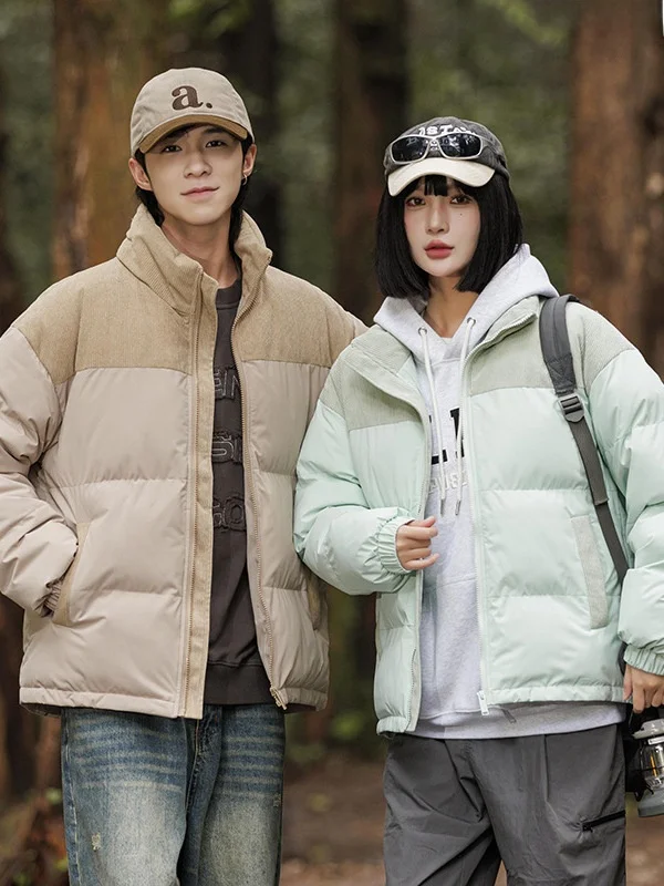 

Men's And Women's Thiened down Cotton Jaet Winter Padded Coat Faion Urban Sle Polyester Fabric Stand Collar Regular L...