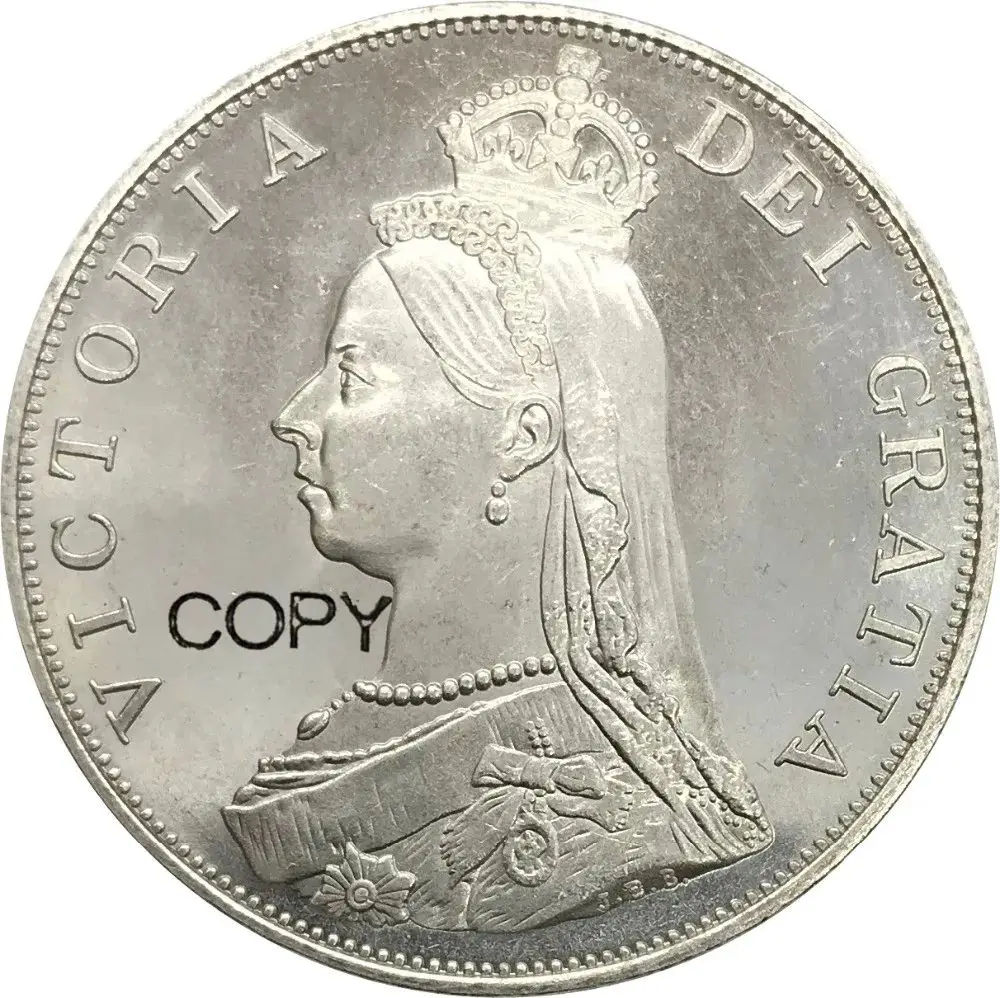 Great Britain 1887 2 Florins Victoria 2nd portrait Double Florin Cupronickel Silver Plated Copy Coin Moneda Collectible Coins