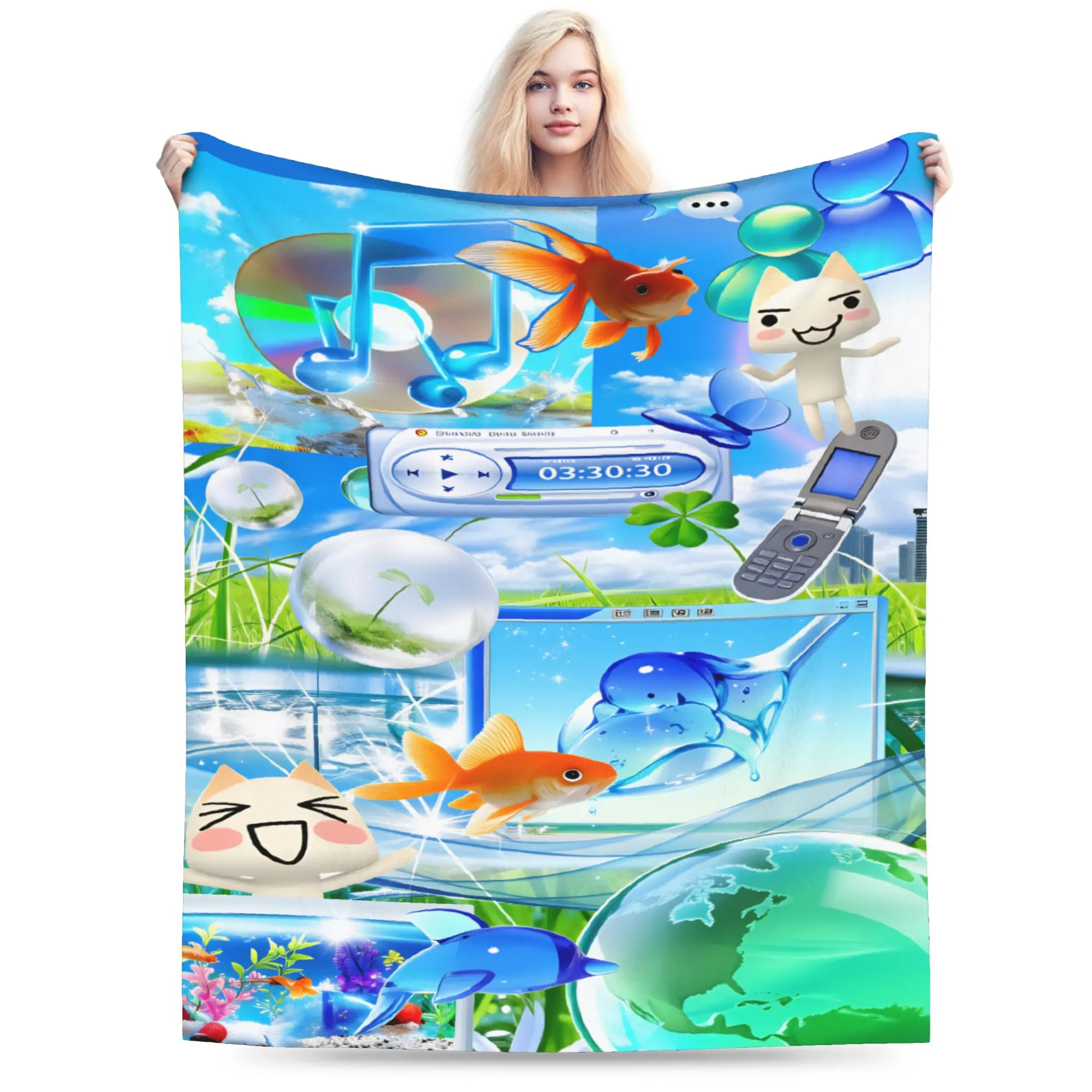 Cozy Blanket Travel Car Frutiger Aero Throw Blanket Novelty  Bedspread For Sofa Home