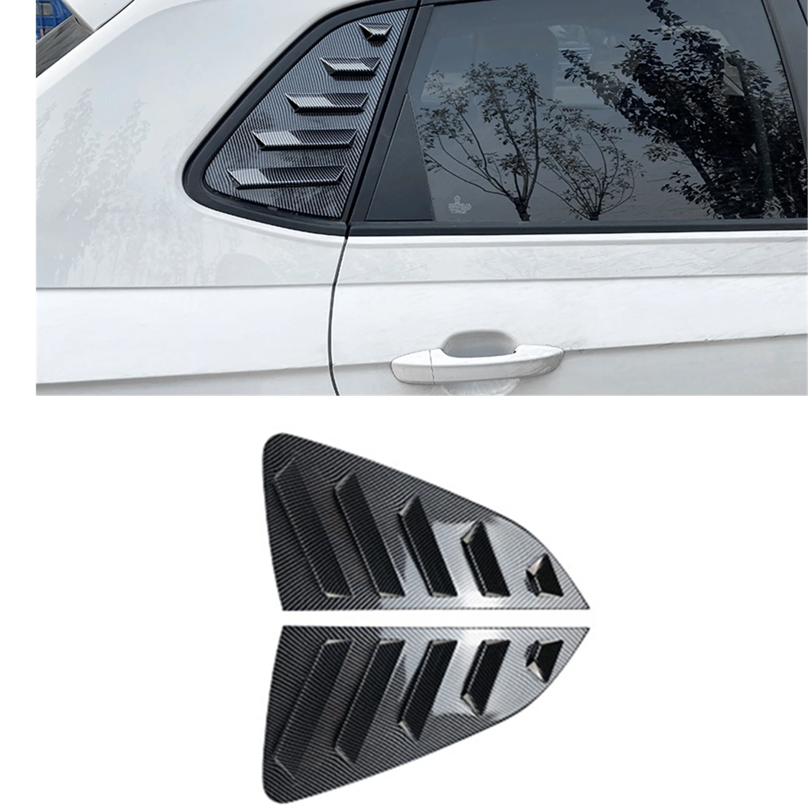 2PCS Rear Side Window Louver Shutter Trim Cover Sunshade Windshield Shade For Volkswagen Polo MK6 4Door Hatchback 2017-2023