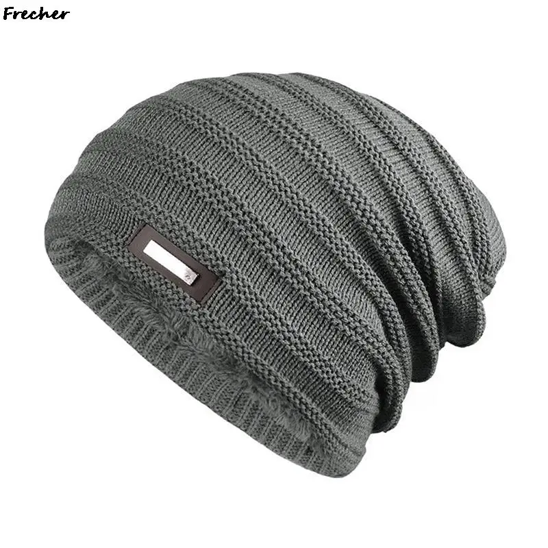 Men Warm Beanies Fashion Knitted Hat Plush Inside Bonnet Hats Slouchy Hip Hop Skullies Cap Comfortable Winter Autumn Headwrap