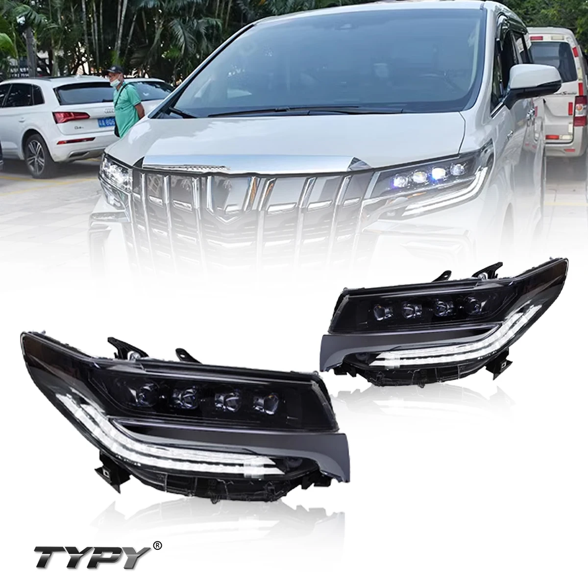 

TYPY New LED Headlight Upgrade Modified Full Head Lamp For Toyota Alphard 4 led 2018-2021 Turn Signals Daytime Running Lights