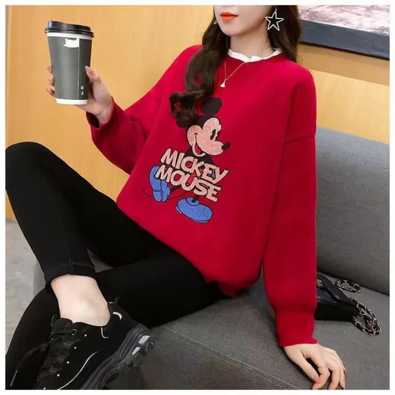 Fashion Sweatshirt Women Harajuku Mickey  Pattern Cartoon Print Casual Loose Tops Female Harajuku Hoodies Woman\'s clothing