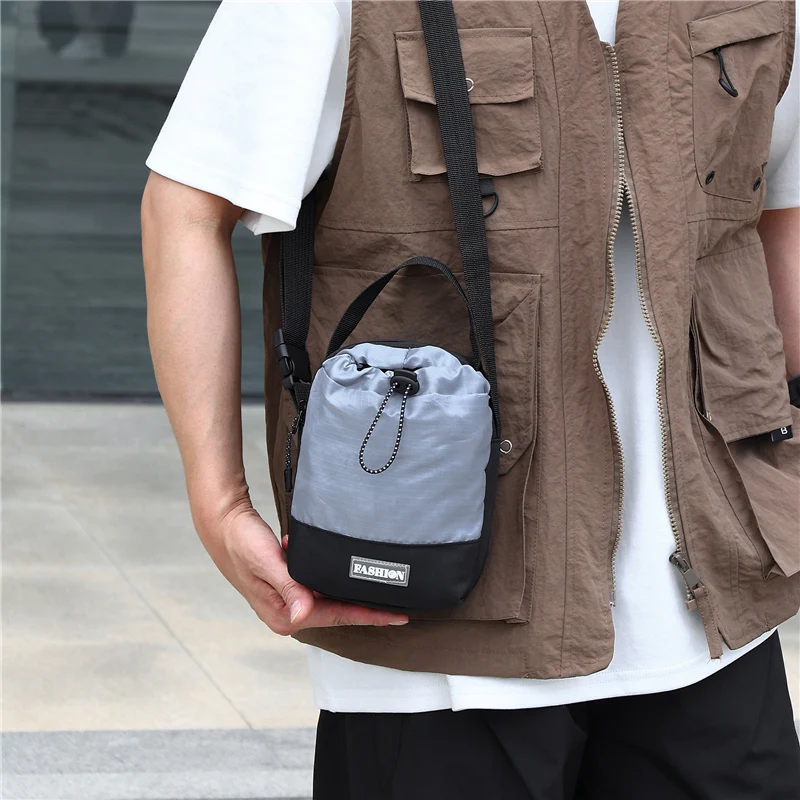 Waterproof Nylon Crossbody Sling Bag - Outdoor Travel Pouch with Dedicated Water Bottle Pocket