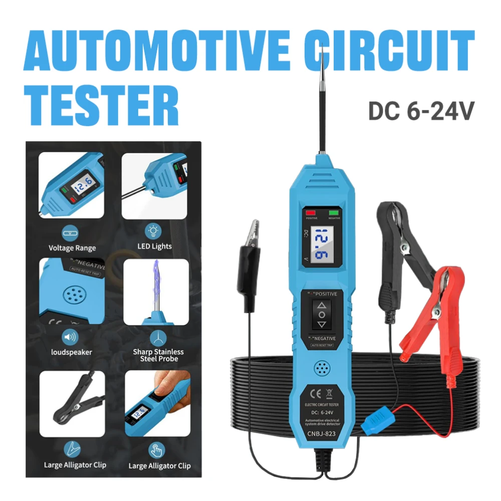 

Многофункциональный автомобильный тестер цепей постоянного тока 6-24 В со световым и цифровым дисплеем напряжения для ремонта автомобилей, обнаружения короткого замыкания