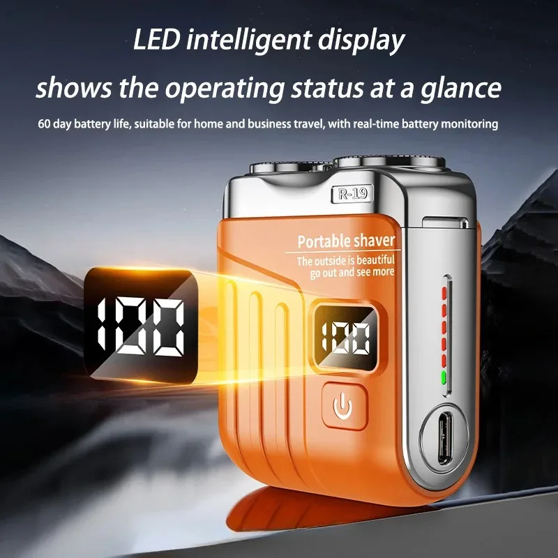 New Electric Smart Shaver Mini Dual Blade Digital Display USB Rechargeable Shaver Powerful Men's Gift