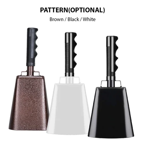 Campanas de mano escolares con mango para juegos y deportes, instrumento Musical de percusión, fabricantes de ruido de campana de vaca de 10 pulgadas