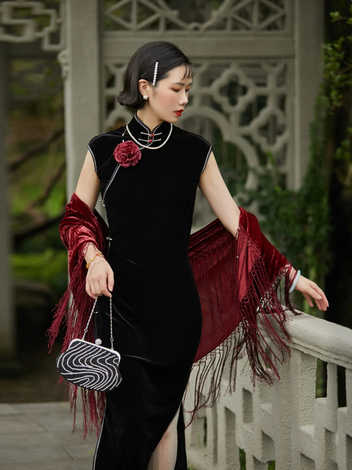 

Винтажное бархатное ципао Ulara с низким разрезом, квадратным воротником, традиционное, полностью распашное, для повседневной носки, весна-осень