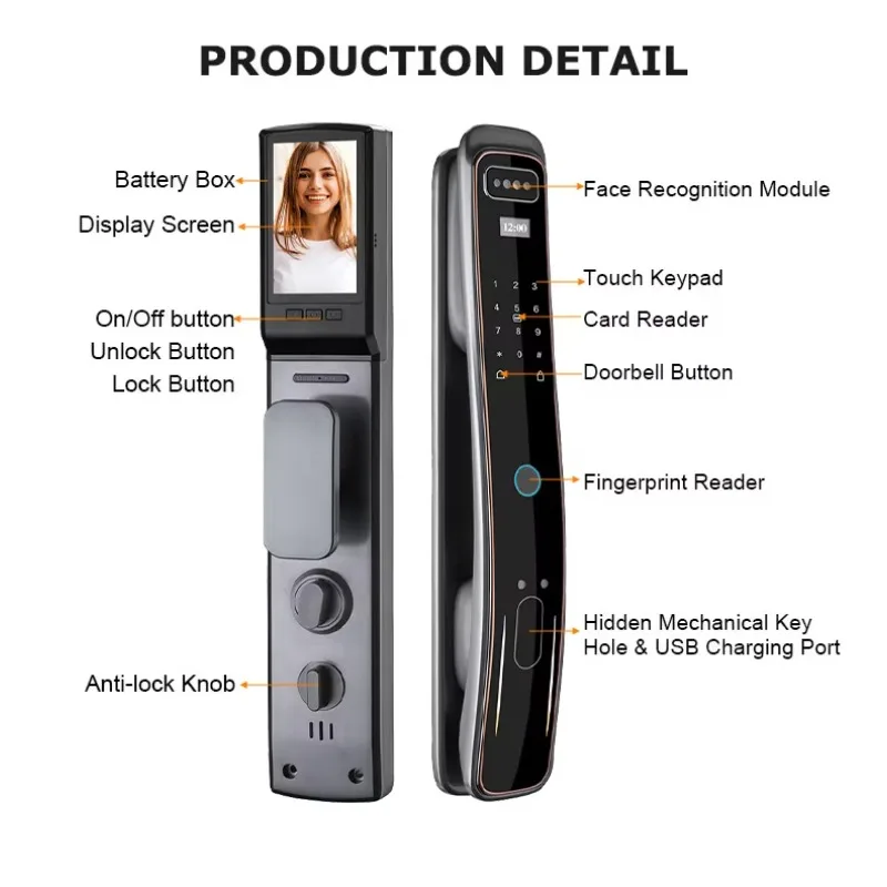 알루미늄 도어용 STLF 스마트 잠금장치 투야 스마트 와이파이 디지털 잠금장치 코드 카드 스마트폰 잠금해제 지문 얼굴 인식 기능