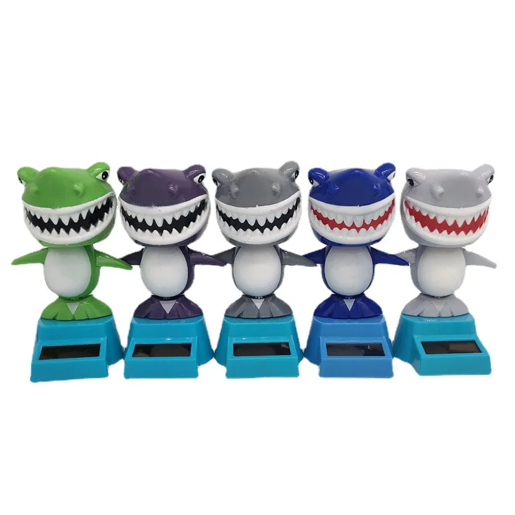 1 Pcs Cartoon Car Decorations Cute Shark Solar Bobble Head Toys Bobble Dance Toys Car Interior Decorations Fun Dancing Shark