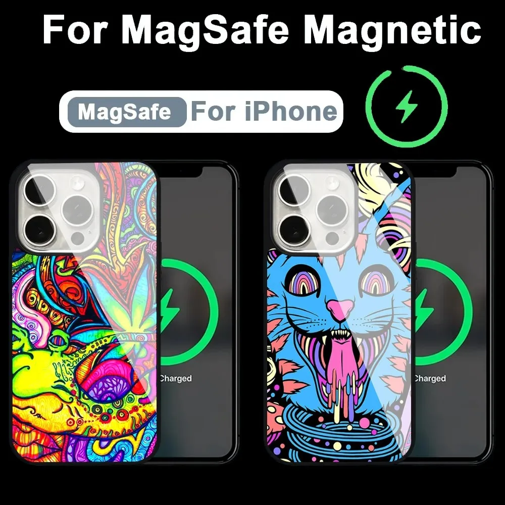 

Psychedelic Trippy Art Phone Case Alex Mirror For Magsafe Wireless Charging Caver For IPhone 13 14 15 Pro Max 11 12 Mini