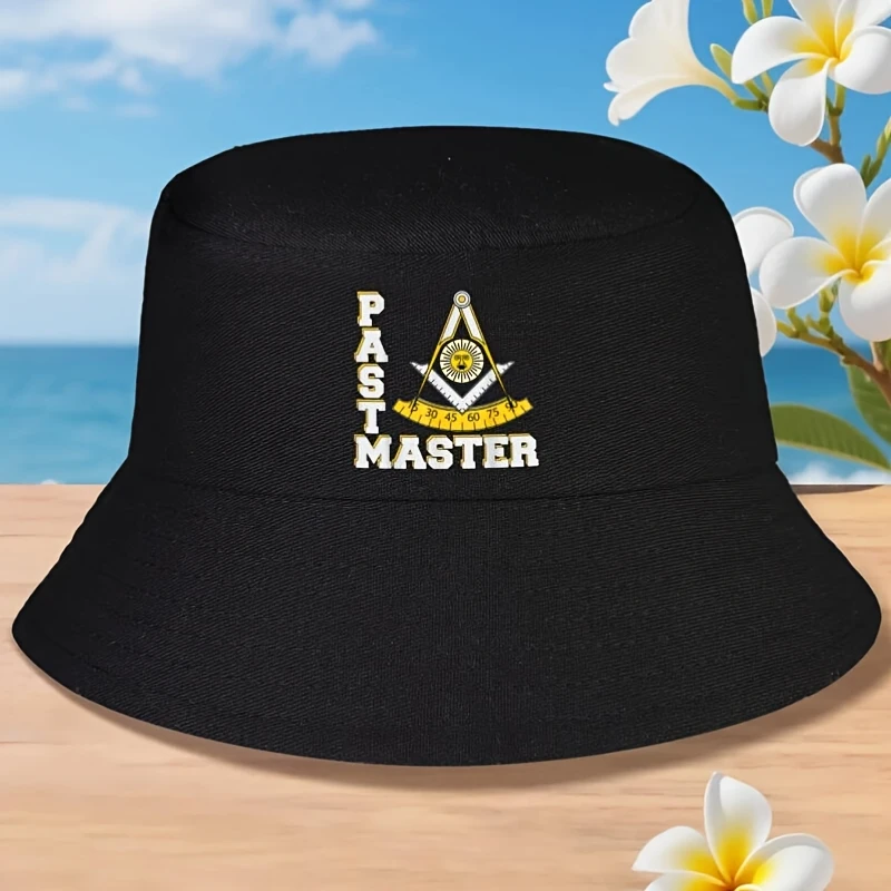 Chapéu Bucket Freemason Past Master Square & Compasses - Símbolo Maçônico com Emblema da Maçonaria, Unissex para Homens e Lavável à Máquina