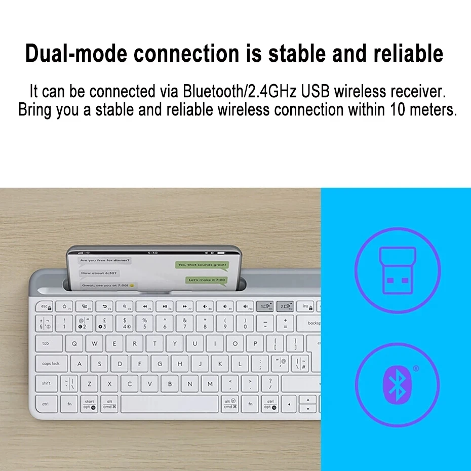 Logitech K580 Wireless Keyboard Portable Original Multi-Device 2.4G Bluetooth Unifying Dual Mode Portable For PC Tablet Phone