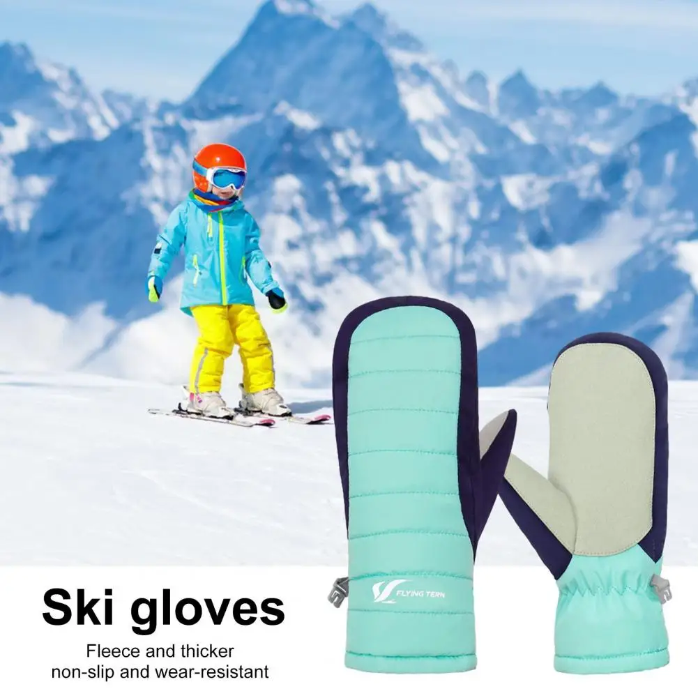 Luvas impermeáveis de esqui para crianças, luvas de neve, forro polar ideal para meninos e meninas, luvas térmicas ao ar livre, inverno