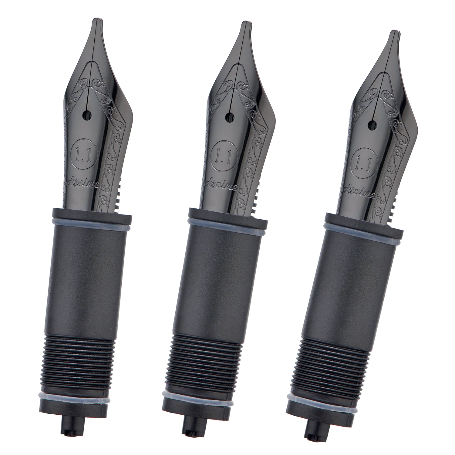 3 PCS Asvine Fountain Pen Replaced Nibs, Stub 1.1mm for V169, P20, P30 and V126, Black