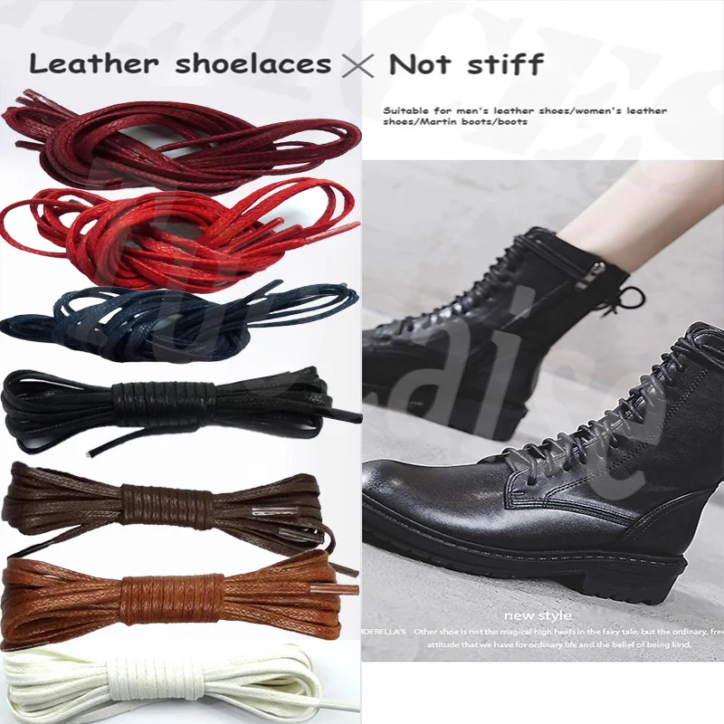 1Pair 2.8mm Length 60/80/100/120cm Cotton Waxed Shoelaces Flat Oxford Shoe laces Boots Laces Waterproof Leather Shoelace