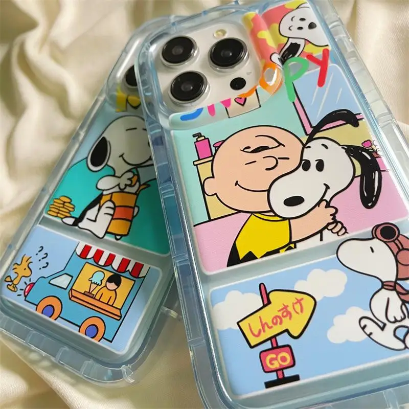 Kawaii Snoopy Cartoon Couple Phone Case for Iphone 14 Plus 15 13 11 12 Pro Max 7 8 Se 2020 X Xr Xs Anime Shockproof Soft Cover