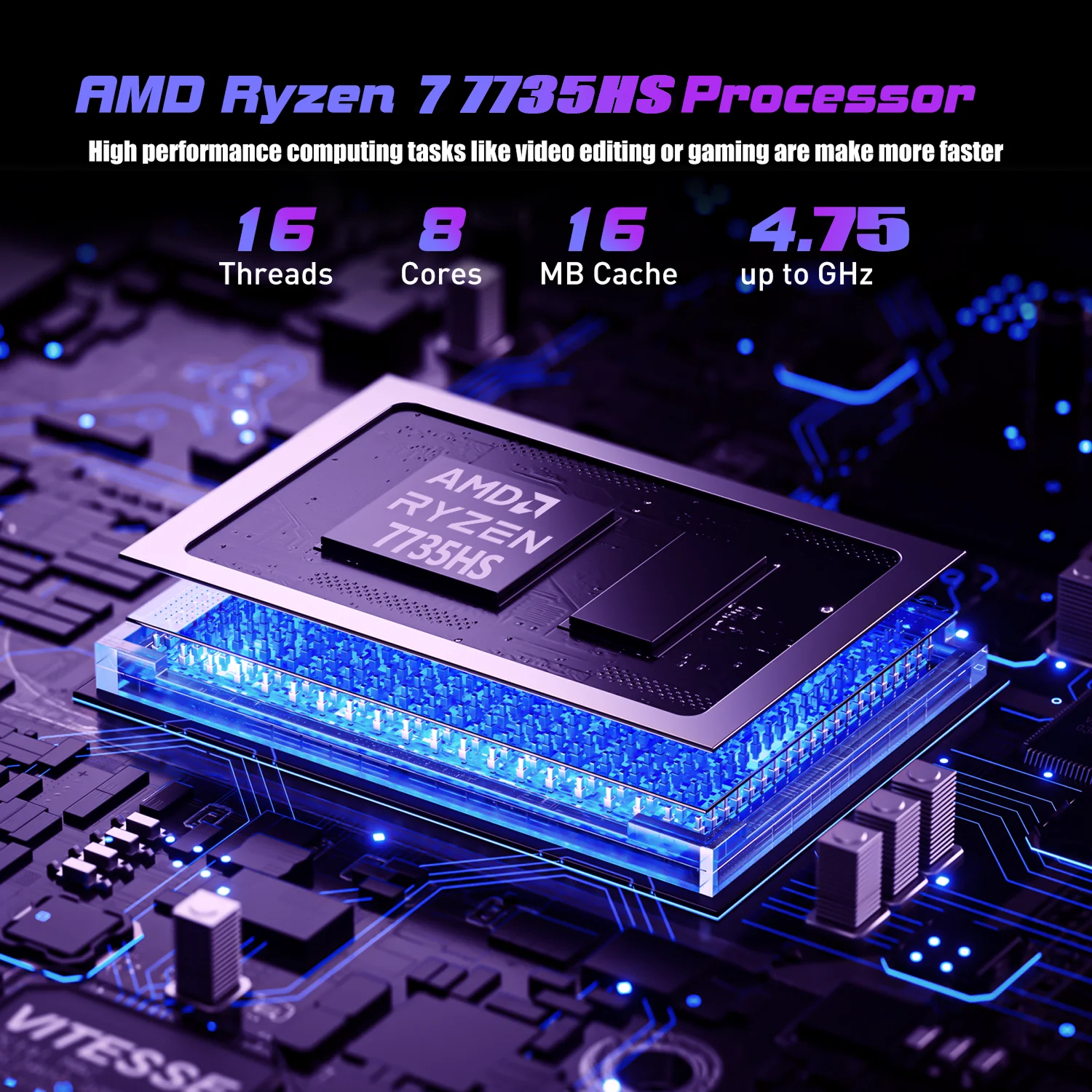 كمبيوتر محمول ACEMAGIC RX16 AMD Ryzen 7 7735HS مقاس 16 بوصة فائق النحافة بقدرة 4400 مللي أمبير في الساعة وذاكرة وصول عشوائي 16 جيجابايت LPDDR5 وذاكرة وصول عشوائي 512 جيجابايت ونظام تشغيل Windows 11Pro BT5.2 Wifi 6 #2