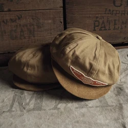 Bronson Motorcycle Biker Cap 1950s Style Mens Dome Newsboy Painter's Hat Khaki