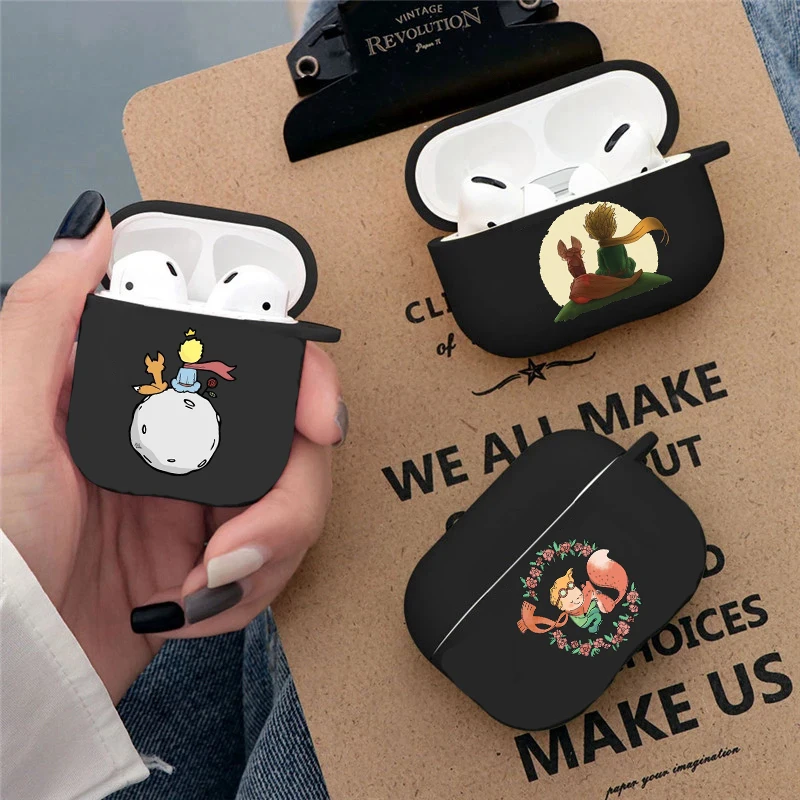 Cute Anime The Little Prince Soft silicone TPU Case For NEW AirPods 1 2 3 Pro 2 Black Wireless Bluetooth Earphone Box Cover