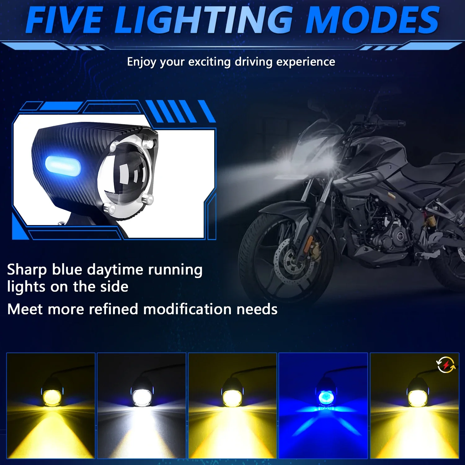 MONDEVIEW 2pcs M10 Motorcycle Spotlight 18000LM High Brightness160W High-power Dual Lens Running Light Suitable for Jeep SUV ATV