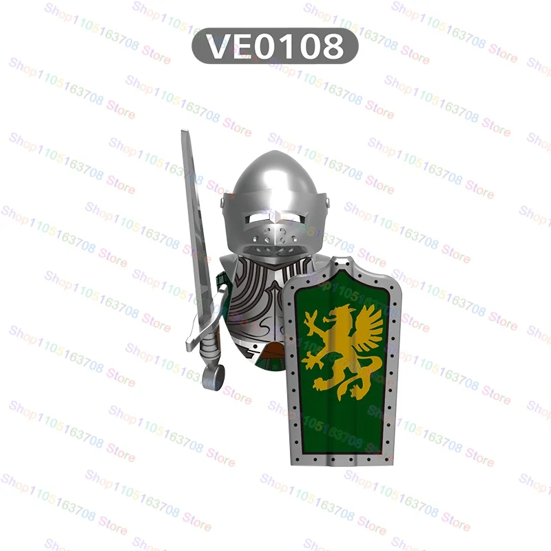 V1002 القرون الوسطى الرماة فرسان القلعة الحرس بالادين فارس النسور السوداء فرسان الثقيلة درع بنة الملحقات اللعب