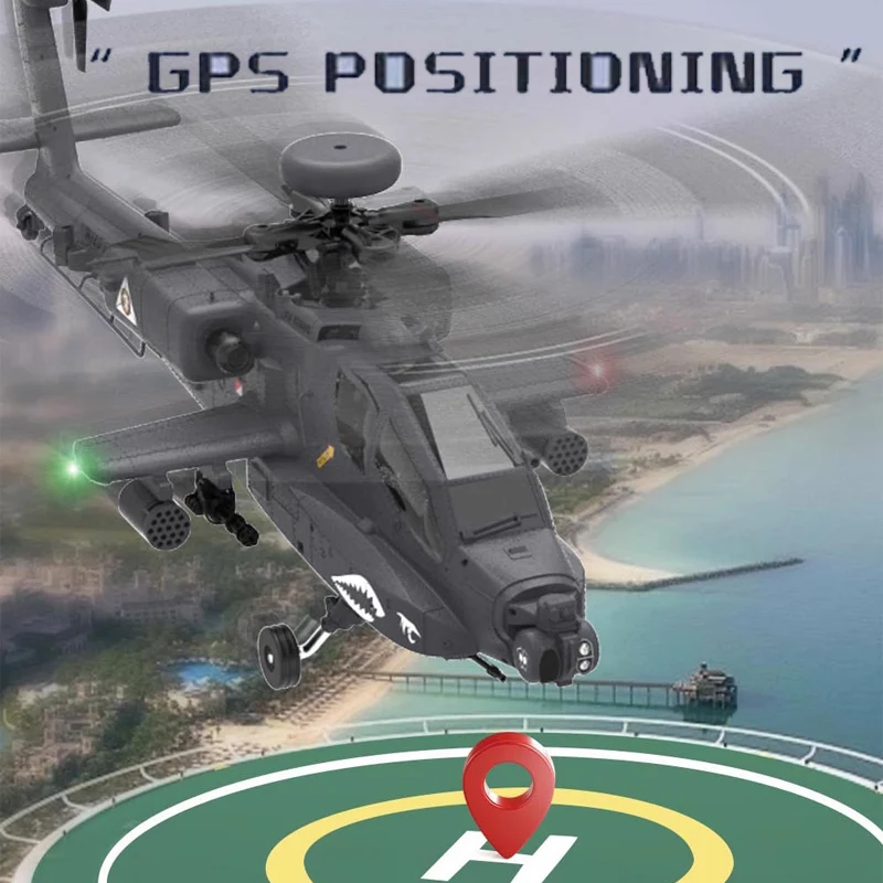 YXZNRC F11S AH-64D APACHE Upgrade Intelligence GPS 6-Axis Gyro 2.4G 6CH Brushless Motor 1:32 Flybarless 3D RC Helicopter  RHSKY