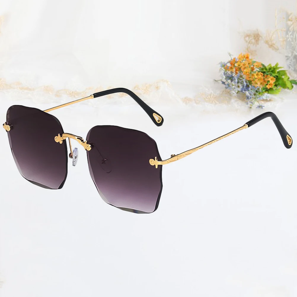 

Rimless Sunglasses Women Men Vintage Oversized Rectangular Metal Frame Resin Eyeglass Durable Comfortable Beach Outing Outdoor