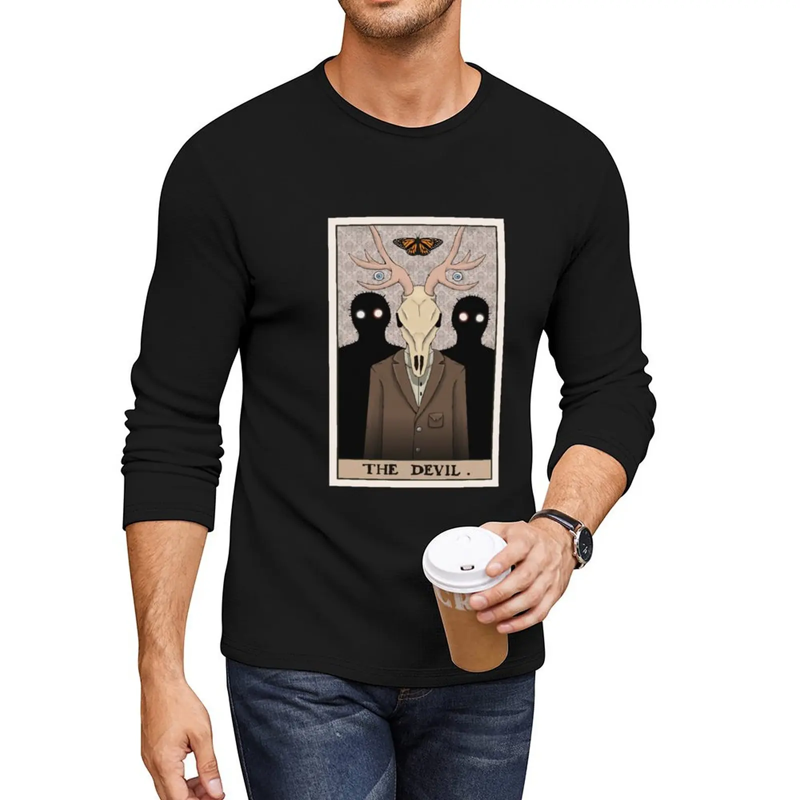 

Rusty Lake Inspired Tarot Card - The Devil Long T-Shirt custom t shirts quick-drying t-shirt heavyweight t shirts for men