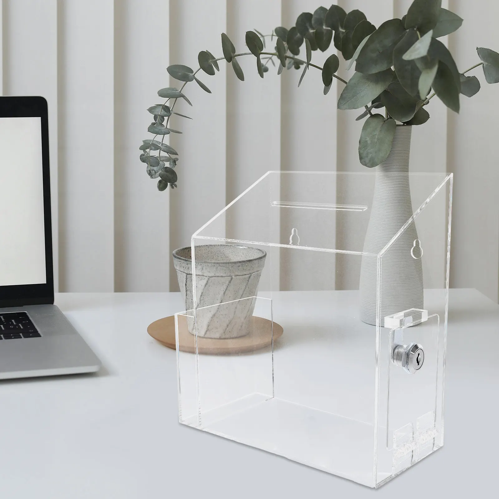 Acrylic Donation Box Clear Lockable Ballot Case Transparent Charity Fundraising Office Suggestion Collection Card Collection Box