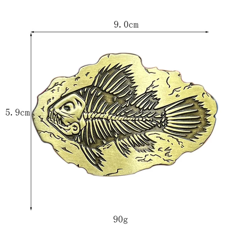 Fóssil Fish Bone Estilo Retro Ocidental Fivela de Cinto Acessório de Moda
