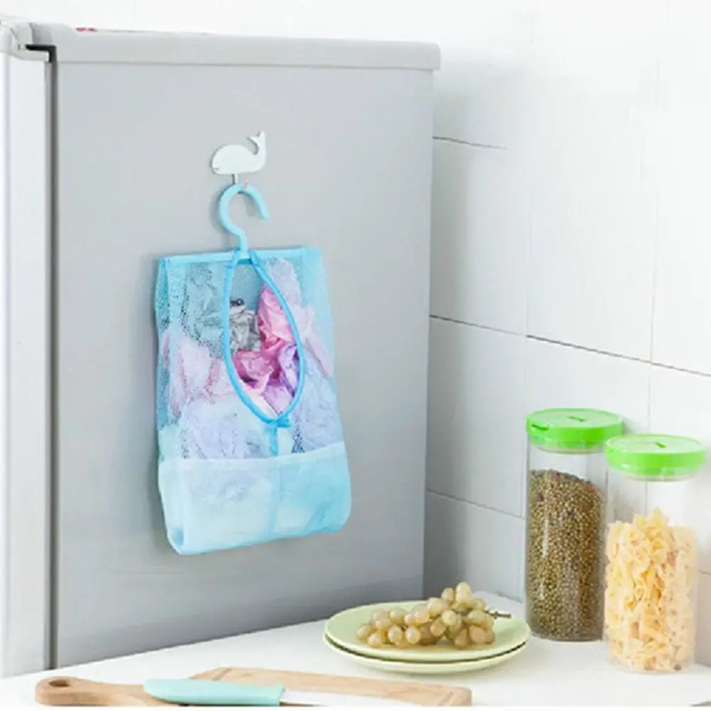 2 pezzi borsa portaoggetti in rete appendiabiti multifunzionale bagno cucina casa lavanderia custodia indumento pattumiera soluzione di stoccaggio