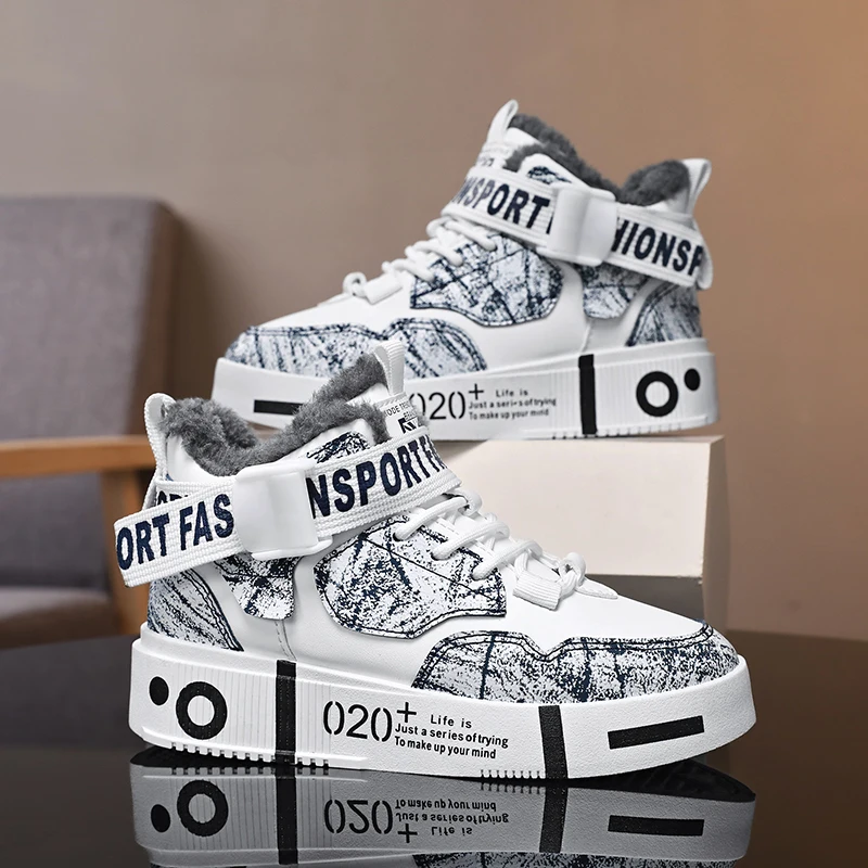 العلامة التجارية للأطفال أزياء مجلس أحذية عالية أعلى الأطفال الشتاء أحذية رياضية أفخم الدافئة الفتيان أحذية منصة المضادة للانزلاق الطفل الترفيه الشقق #2