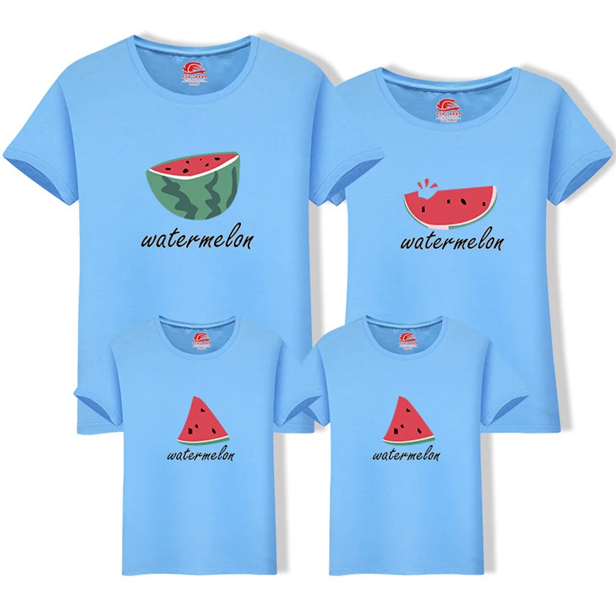 Mommy Daddy Brother Sister Baby Family Matching T-shirts Watermelon pattern Family Clothes Summer Cotton Family Look Outfits