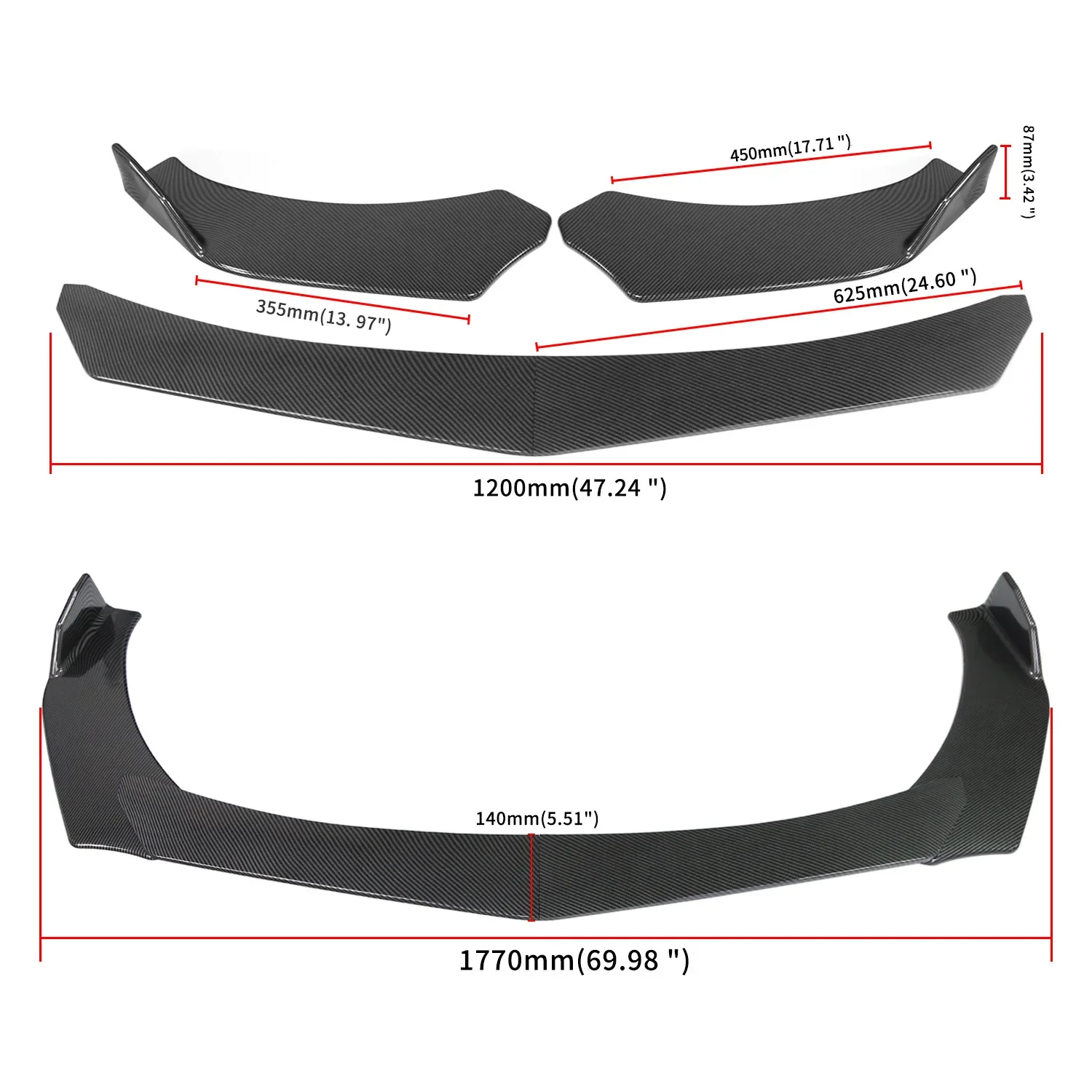 4PCS Front Bumper Lip Spoiler Side Splitter Body Kit Guards Deflector For Suzuki Swift Baleno 177cm Adjustable Car Accessories