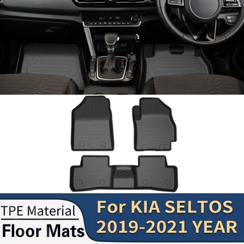 기아 셀토스 RHD 2019-2023 자동 자동차 바닥 매트, 모든 날씨 TPE 발 매트 무취 패드 트레이 매트 카펫 인테리어 액세서리