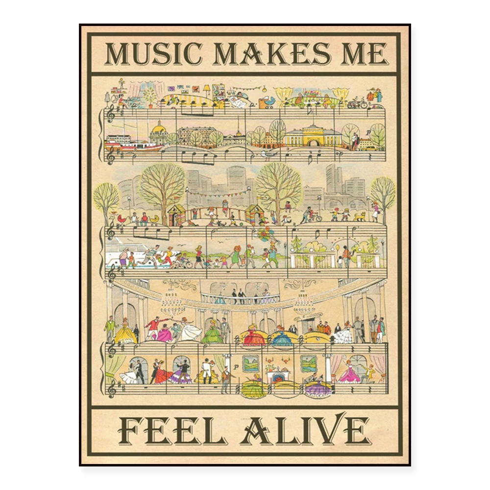 Affiche de musique vintage, la musique me rend seul, impression vintage, impression d'art du personnel, impression d'art musical, art mural musical, cadeaux musicaux