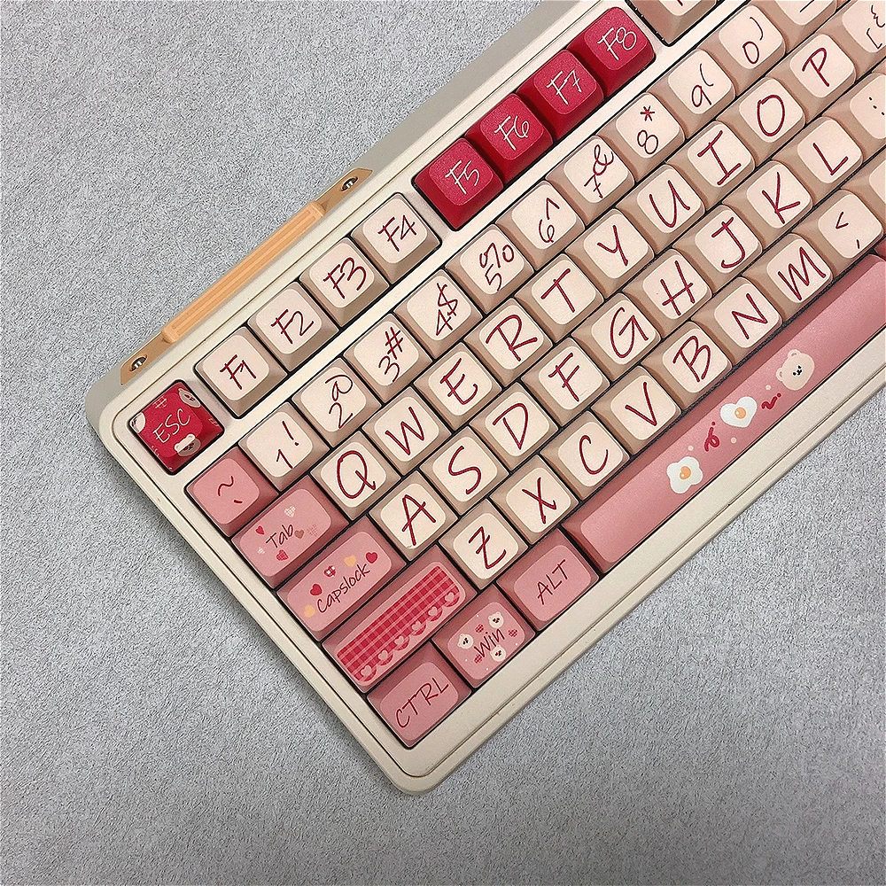 مجموعة أغطية مفاتيح Kawaii Lucky Bear، ملف تعريف XDA 120 مفتاحًا PBT أغطية مفاتيح جمالية مصقولة للوحة المفاتيح الميكانيكية #2