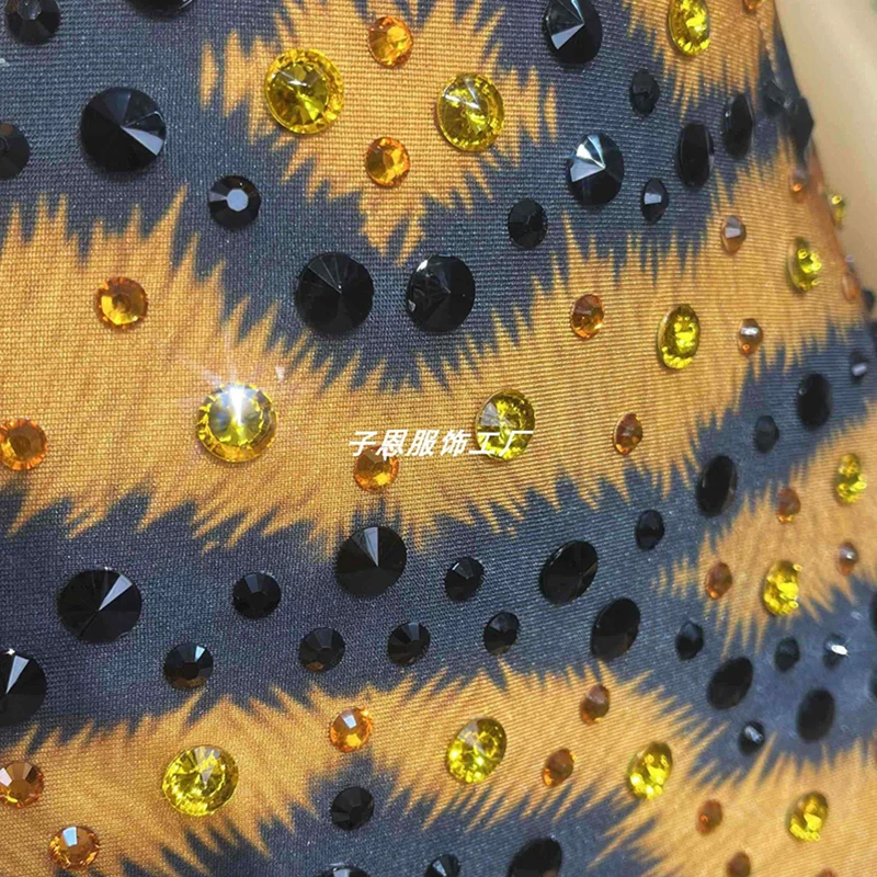 Gogo Dance Costumes Leopard Print Sleeveless Bodysuit Showgirls Performance Wear Women Stage Outfit Festival Rave Clothing 3497