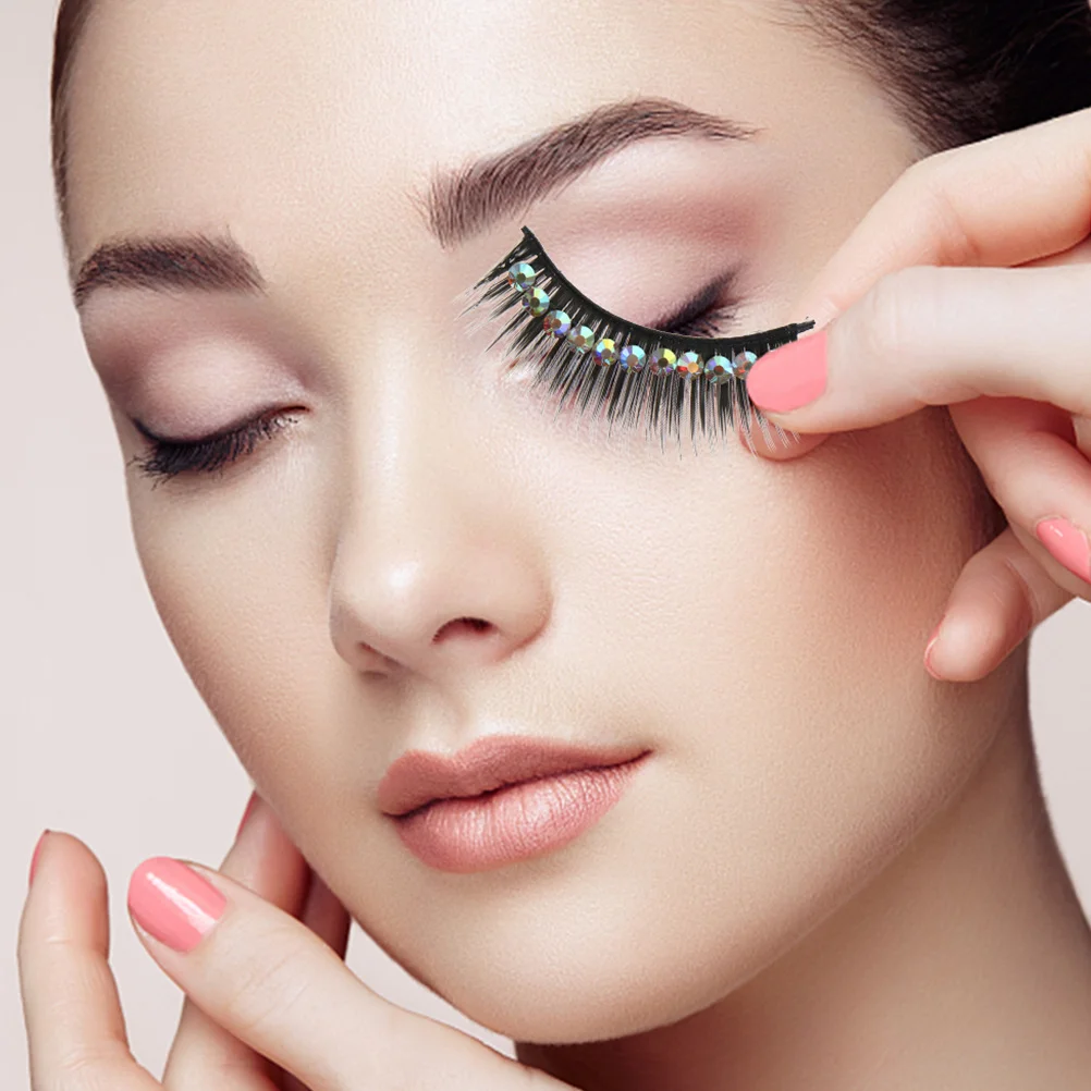 10 paia di ciglia finte gemme lucide estensioni ciglia lunghe per le donne trucco glamour cosplay festa di ballo ciglia finte